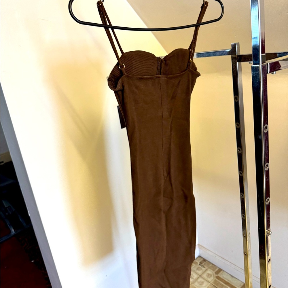 Brown High Spandex Fashion Nova Midi Dress Medium